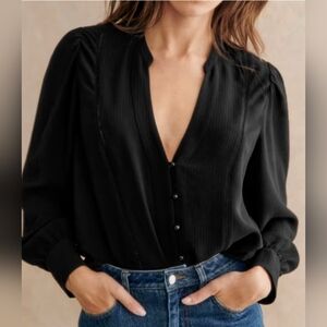 Sezane Black Talli Blouse Shirt Top Size 34 Fits Size XS/S